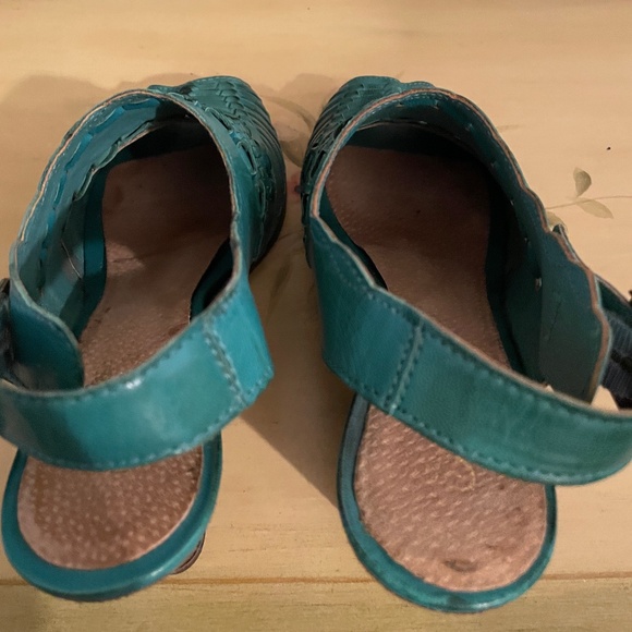 Seychelles Women’s Aqua Teal Open Toe Wedge Sandals Women Leather Sz 7 - Picture 4 of 9